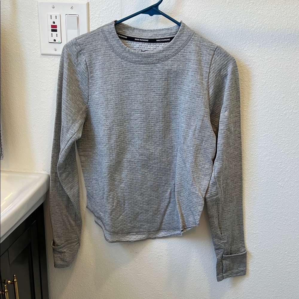 Nike Running Dri-Fit Long Sleeve Top Heather Grey size XS